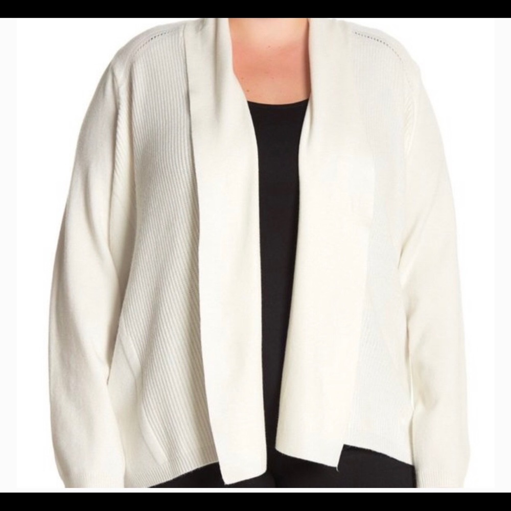 Cyrus Bone mixed stitch cardigan plus sizes